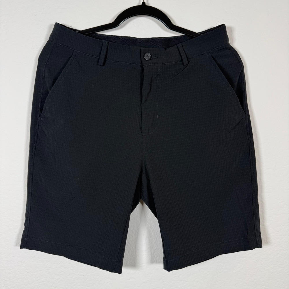 Greg Norman Golf Shorts Mens 30 Black Shark Performance Stretch Flat Front